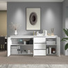 Buffet/bahut moderne 200 cm blanc brillant Maeva