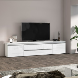 Meuble TV moderne blanc brillant Maeva