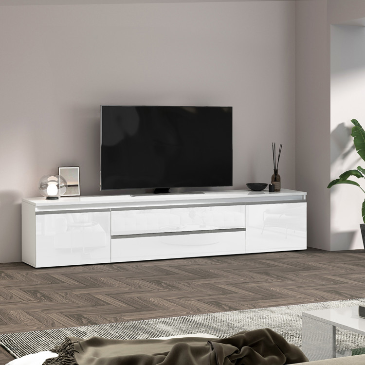 Meuble TV moderne blanc brillant Maeva