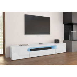 Meuble TV moderne 240 cm blanc brillant Regina