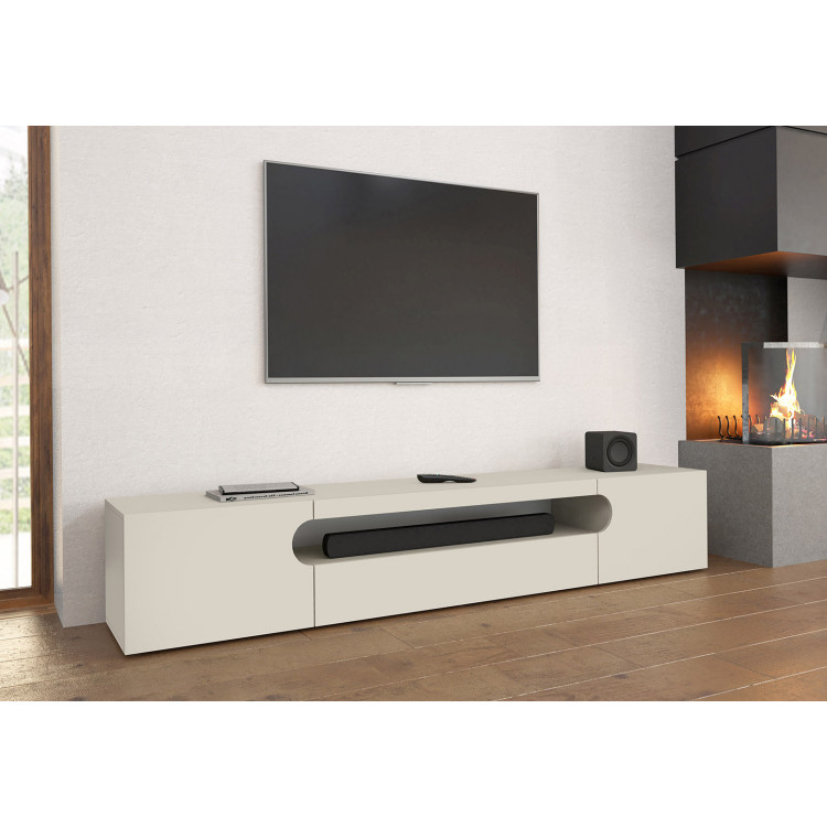 Meuble TV moderne 240 cm coloris cachemire Regina