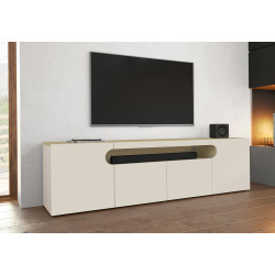 Meuble TV moderne 4 portes chêne/cachemire Regina