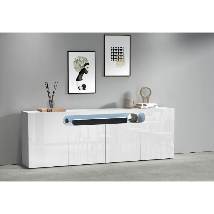 Buffet/bahut moderne 200 cm blanc brillant Regina