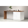 Îlot de cuisine moderne 4 portes blanc brillant/chêne wotan Solena