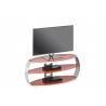 Meuble TV design métal et verre rouge pastel Genius