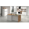 Îlot de cuisine moderne 4 portes blanc brillant/chêne wotan Solena