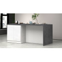 &Icirc;lot de cuisine moderne 4 portes blanc brillant/gris b&eacute;ton Solena