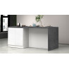 Îlot de cuisine moderne 4 portes blanc brillant/gris béton Solena