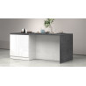 Îlot de cuisine moderne 4 portes blanc brillant/gris béton Solena