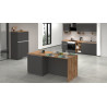 Îlot de cuisine moderne 4 portes anthracite mat/chêne wotan Solena