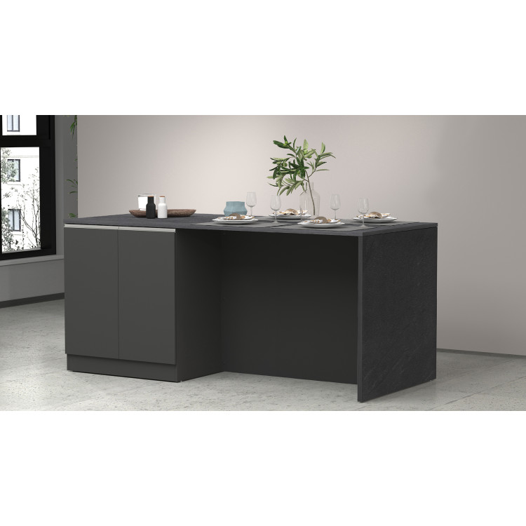 Îlot de cuisine moderne 4 portes anthracite mat Solena
