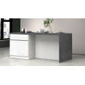 &Icirc;lot de cuisine moderne 200 cm blanc brillant/b&eacute;ton Solena