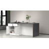 Îlot de cuisine moderne 200 cm blanc brillant/béton Solena