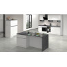 Îlot de cuisine moderne 200 cm blanc brillant/béton Solena