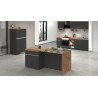 Îlot de cuisine moderne 200 cm anthracite mat/chêne wotan Solena