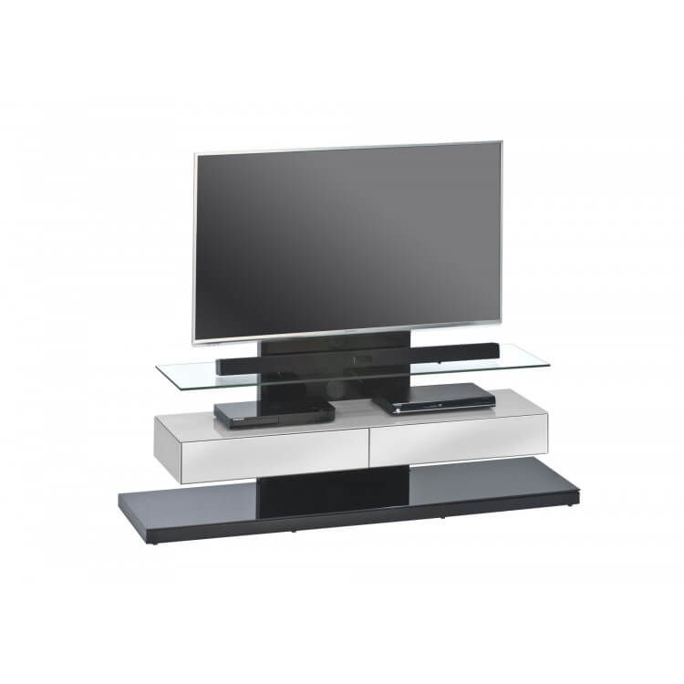 Meuble TV design métal et verre coloris blanc Futural