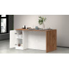 Îlot de cuisine moderne 2 portes blanc brillant/chêne wotan Solena