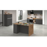 Îlot de cuisine moderne 2 portes anthracite mat/chêne wotan Solena