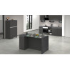 Îlot de cuisine moderne 2 portes anthracite mat/béton Solena