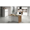 Îlot de cuisine 2 portes 160 cm blanc brillant/chêne wotan Solena