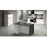 Îlot de cuisine 2 portes 160 cm blanc brillant/béton Solena