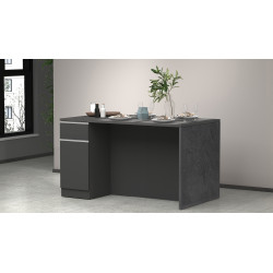 Îlot de cuisine 2 portes 160 cm anthracite mat/béton Solena