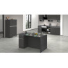 Îlot de cuisine 2 portes 160 cm anthracite mat/béton Solena
