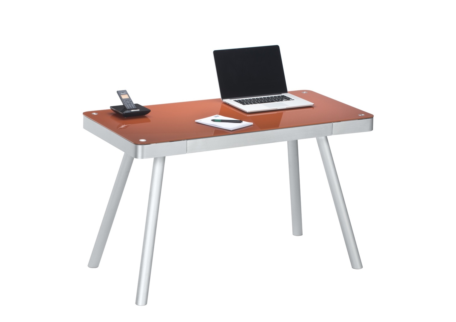 Bureau Informatique Design Metal Et Verre Coloris Rouge Pastel Harty