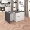 Îlot de cuisine moderne 153 cm blanc brillant/béton Solena