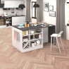 Îlot de cuisine moderne 153 cm blanc brillant/béton Solena