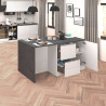 Îlot de cuisine moderne 153 cm blanc brillant/béton Solena