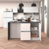 Îlot de cuisine moderne 153 cm blanc brillant/béton Solena