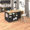 Îlot de cuisine moderne 153 cm anthracite mat/chêne wotan Solena