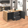 Îlot de cuisine moderne 153 cm anthracite mat/chêne wotan Solena