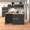Îlot de cuisine moderne 153 cm anthracite mat/chêne wotan Solena