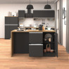 Îlot de cuisine moderne 153 cm anthracite mat/chêne wotan Solena