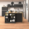 Îlot de cuisine moderne 153 cm anthracite mat/chêne wotan Solena