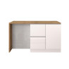 Îlot de cuisine moderne 153 cm blanc brillant/chêne wotan Solena