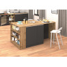 Îlot de cuisine moderne 168 cm anthracite mat/chêne wotan Solena