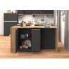Îlot de cuisine moderne 168 cm anthracite mat/chêne wotan Solena