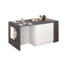 Îlot de cuisine moderne 168 cm blanc brillant/béton Solena