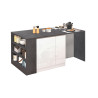 Îlot de cuisine moderne 168 cm blanc brillant/béton Solena