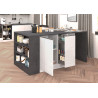 Îlot de cuisine moderne 168 cm blanc brillant/béton Solena