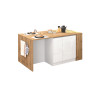 Îlot de cuisine moderne 168 cm blanc brillant/chêne wotan Solena