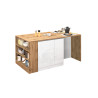 Îlot de cuisine moderne 168 cm blanc brillant/chêne wotan Solena