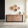 Buffet/bahut style industriel chêne/noir Esteline