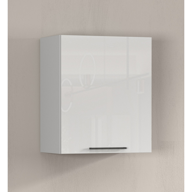 Meuble haut de cuisine moderne blanc brillant Louna