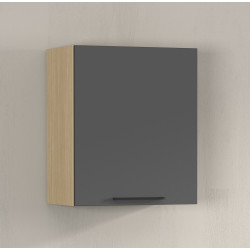 Meuble haut de cuisine moderne anthracite mat/chêne Louna