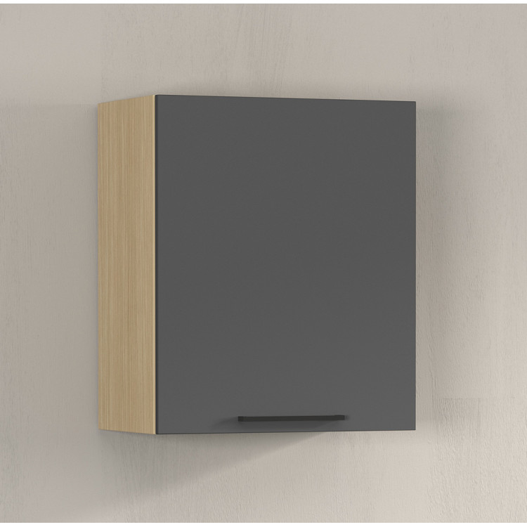 Meuble haut de cuisine moderne anthracite mat/chêne Louna