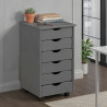 Caisson de bureau moderne en pin massif laqué gris Simon